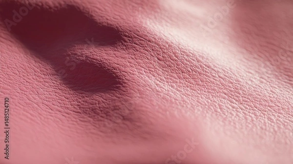 Obraz Ultra-photorealistic flat pink leather texture on a table, shot from above with soft shadowed lighting and a pink spotlight. 8K, seamless, and highly detailed for premium designs.