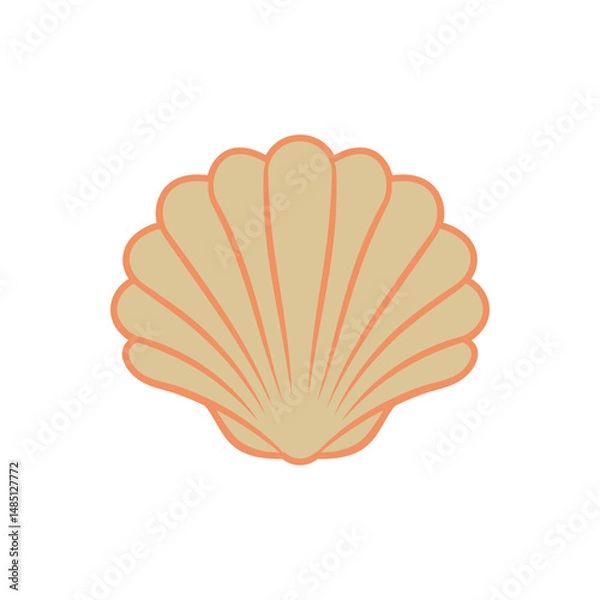 Fototapeta Sea scallops colored vector icon. For any platform action promotion and advertising mockup. Isolated symbol sign used for: mobile, app, design, web, dev, ui, ux, gui. EPS 10. For your project. 