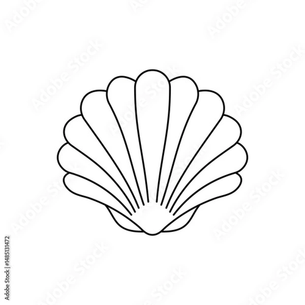 Fototapeta Sea scallops outline vector icon. For any platform action promotion and advertising mockup. Isolated symbol sign used for: mobile, app, design, web, dev, ui, ux, gui. EPS 10. For your project. 