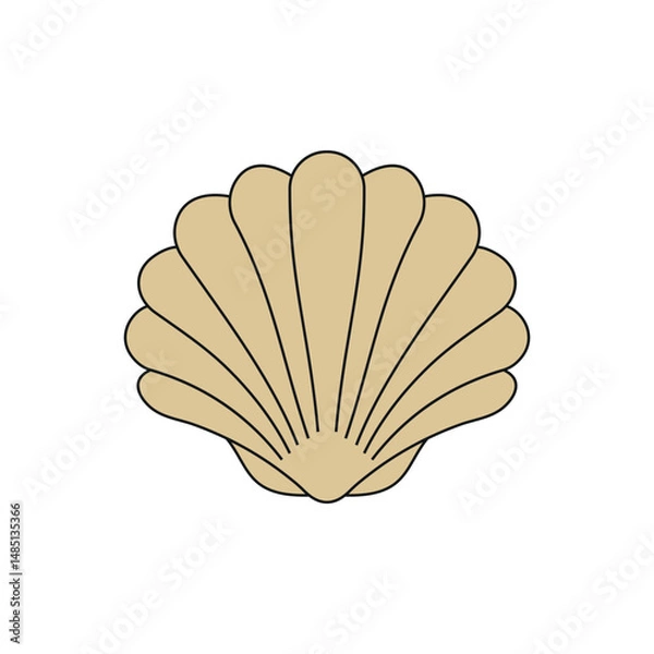 Fototapeta Sea scallops simple colored vector icon. For any platform action promotion and advertising mockup. Isolated symbol sign used for: mobile, app, design, web, dev, ui, ux, gui. EPS 10. For your project. 