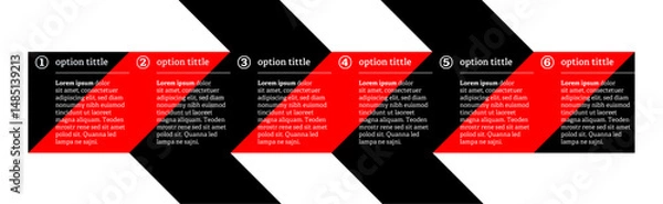 Fototapeta Very simply infographic design with 6 options or steps. Infographics for business concept.