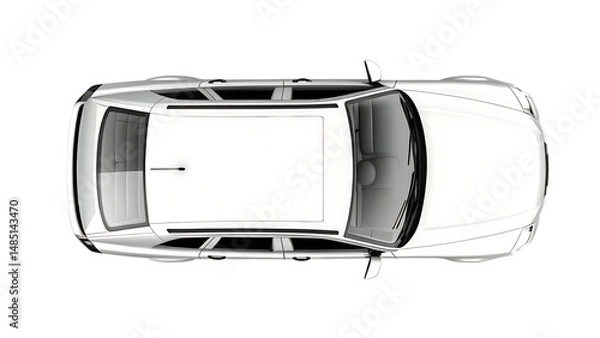 Fototapeta car top view isolated on white background