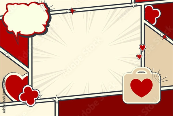 Obraz template for World Red Cross Day season with comic pop art style design set