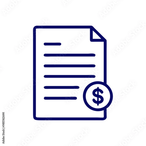 Obraz Financial document icon with dollar symbol for billing visuals, payment receipts, tax reports and banking apps

