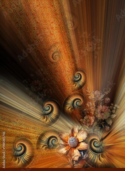 Fototapeta digital design flower pattern Textile Three Pieces Design, Digital kurti Design, Beautiful Textile print design.
