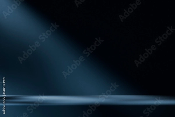 Fototapeta Dark abstract background studio interior room with light and shadow. Minimal luxury product stage platform mock up. 3d render of empty space showroom for business and technology brand placement.