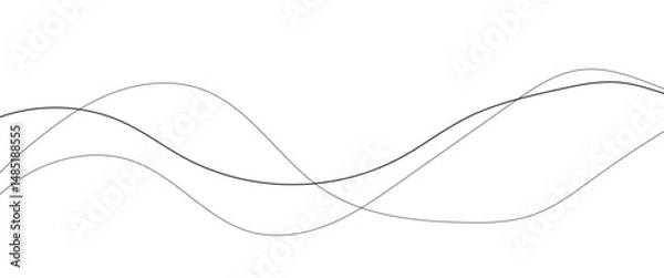 Fototapeta Thin wavy line abstract background. Abstract black lines wave curve motion on white background. Vector Illustration.