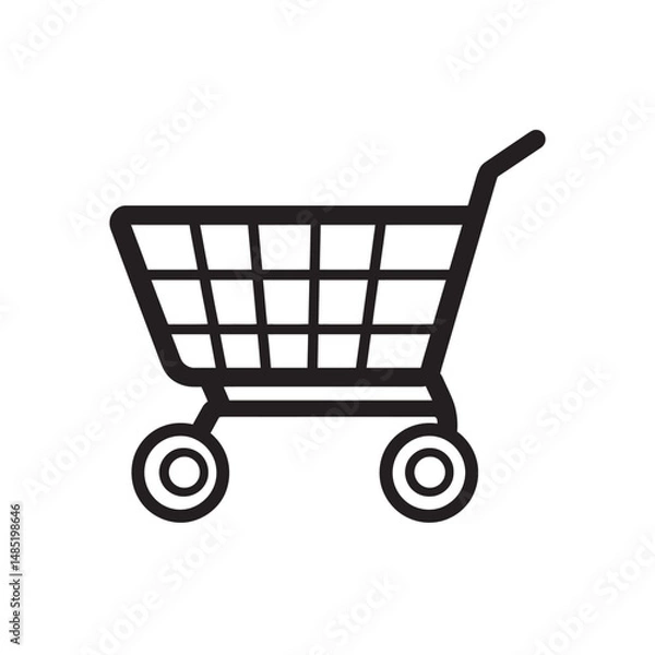 Fototapeta Isolated black shopping cart offers a simple yet effective minimalist design element for various applications
