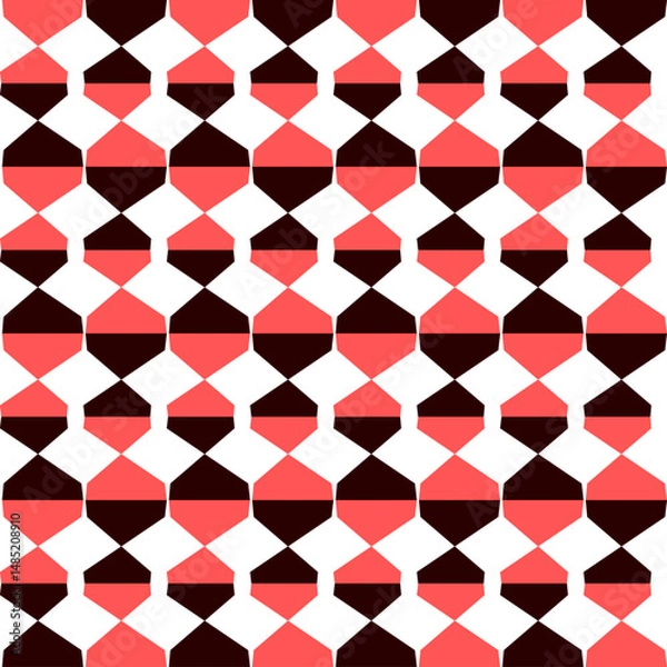 Fototapeta hourglass, black and pink hexagon diamond vertical strip repeat pattern, replete image design for fabric printing