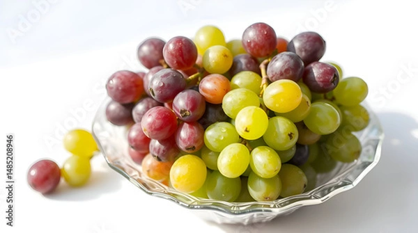 Fototapeta a bowl of colorful fresh grapes with white background 