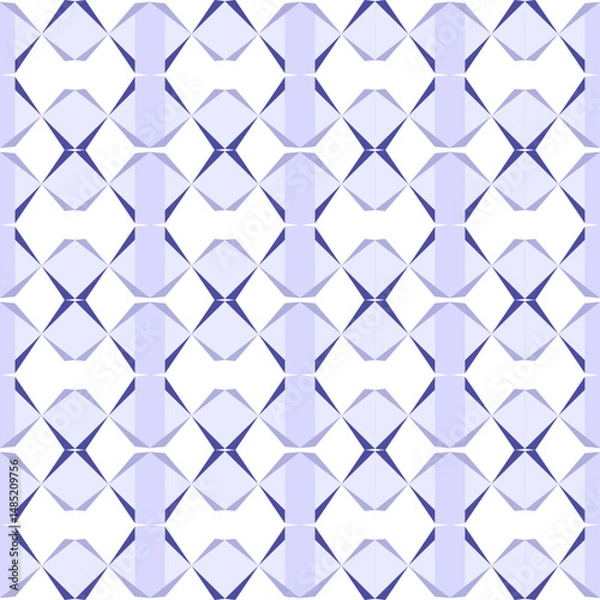 Fototapeta purple tone hexagon 3D seamless repeat pattern, replete image design for fabric printing or wallpaper, blue abstract wall, up side down column vertical  diamond star