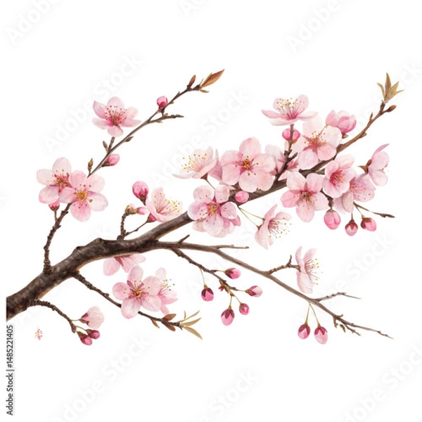Fototapeta Beautiful Cherry Blossom Branch isolated PNG or Transparency Background