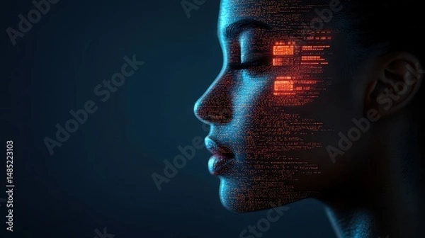 Fototapeta AI analyzing user data to create hyperpersonalized social media experiences close up, tailored engagement, futuristic, composite, digital network backdrop