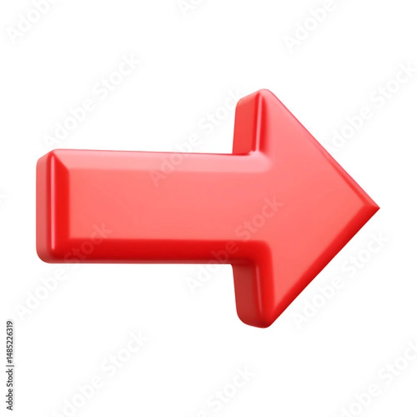 Fototapeta Vivid red arrow points forward symbolizing direction on transparent background
