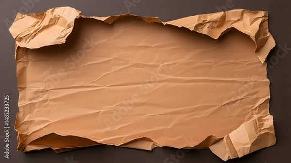 Obraz High Resolution Macro Photograph of Crumpled Brown Paper Texture