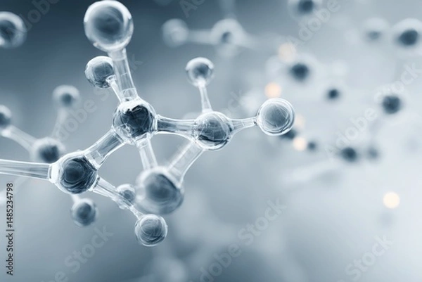 Fototapeta Clean Molecular Structure Background, Futuristic Science Concept, AI Generated