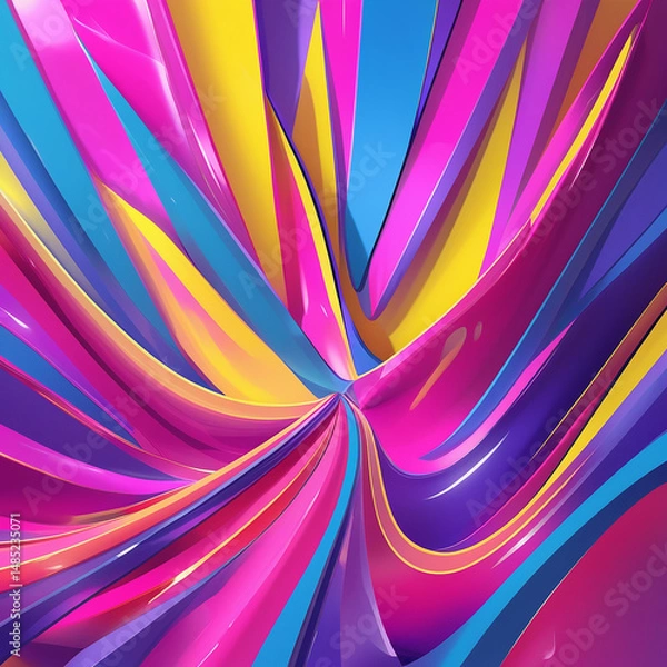 Fototapeta Vibrant Abstract Digital Art – Diagonal Color Waves, Glossy Texture, Energetic Non-Representational Design