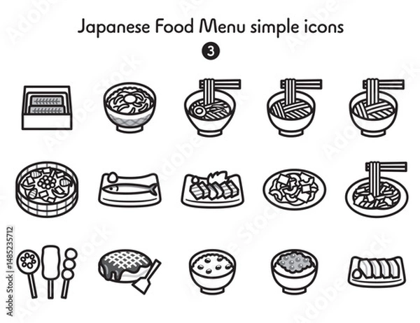 Fototapeta シンプルなアイコン集 和食メニューいろいろ