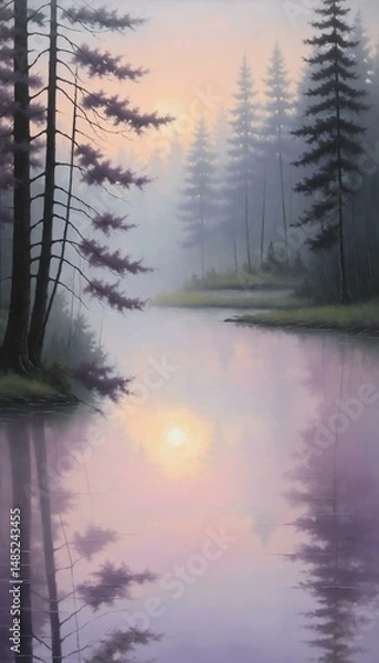 Obraz Serene Reflections on a Calm Lake