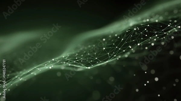 Fototapeta Abstract Green Network Connection Visualizing Data Flow in a Technological Landscape Close Up Perspective for Science and Technology