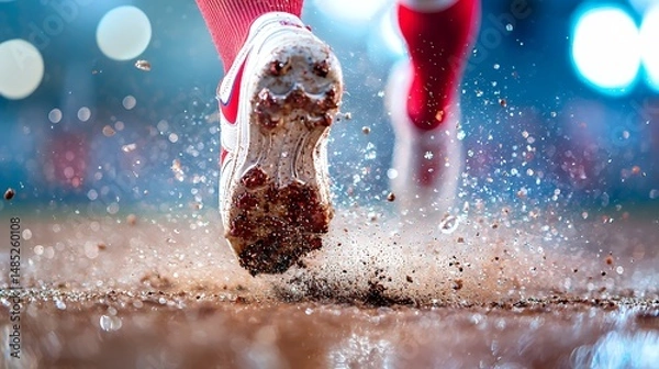Fototapeta Athlete Running Through Mud