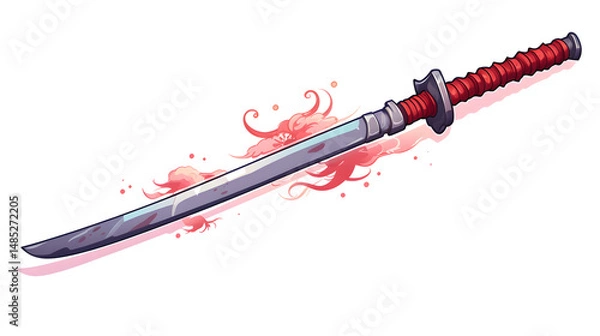 Fototapeta Medieval Weapon: Sword Thrust Causing Bloody Wound in a Dramatic Scene