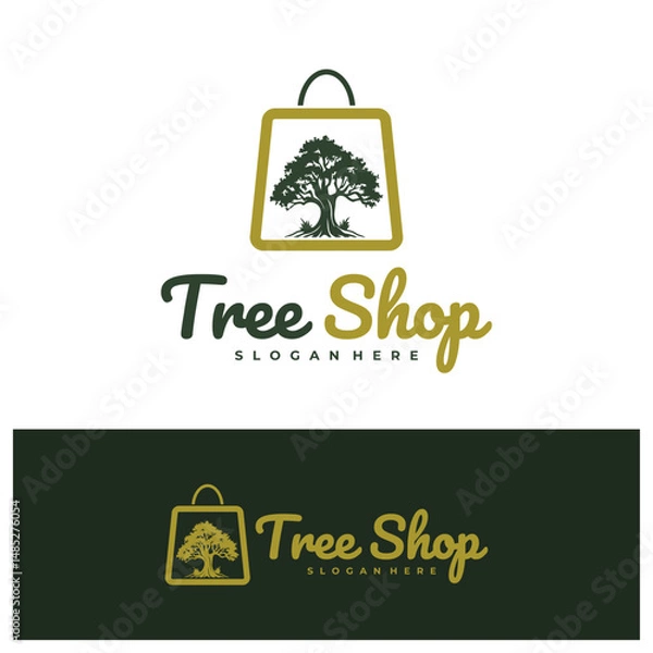 Obraz Shop Tree logo design concept vector. Tree Shop Logo Design Template. Creative Symbol. Icon