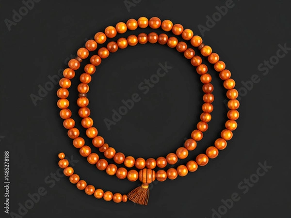 Obraz Realistic Isolated Image of a Misbaha (Prayer Beads) with Wood or Amber Finish on Clean Background