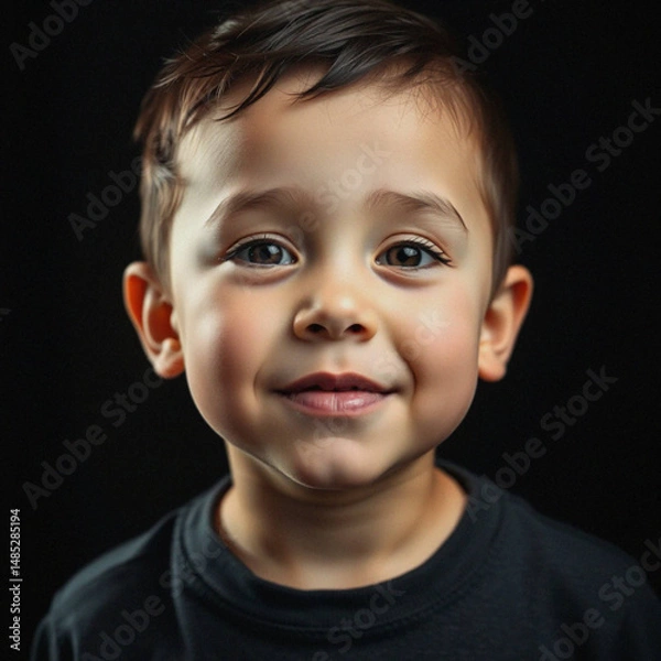 Obraz portrait of a little boy on black background