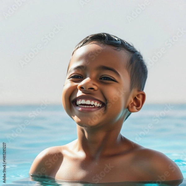 Obraz Young boy smiling in pool