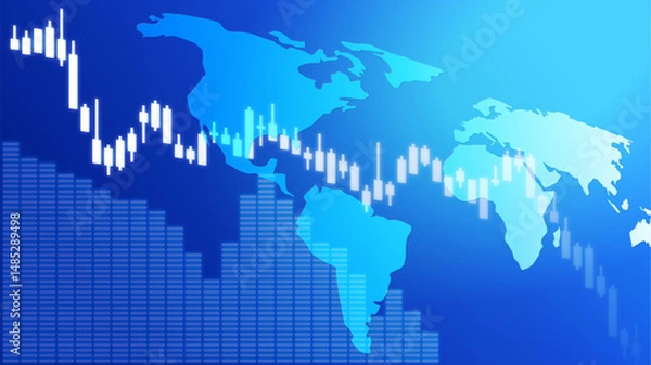 Fototapeta 関税で株価が下落するイメージ