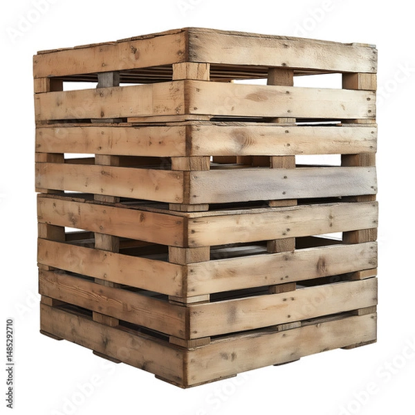 Fototapeta Stacked wooden crates provide durable storage and rustic decor solutions