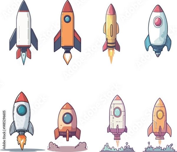 Obraz Cartoon rocket illustration material
