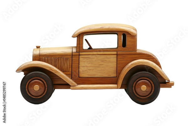 Fototapeta Classic Wooden Car Model on White or Transparent Background for Display