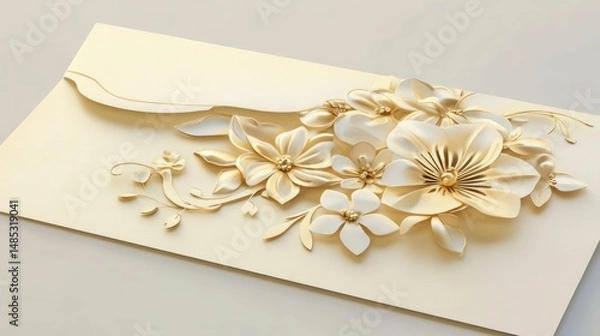 Obraz Elegant golden floral design on a formal invitation envelope