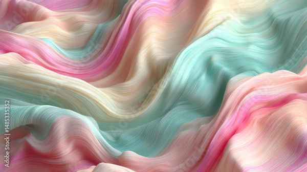 Fototapeta Flowing Pastel Silk-Like Waves with Sparkling Particle Details in Abstract Art Style