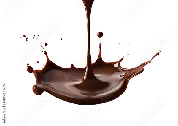 Fototapeta Chocolate dripping splashes on transparent background, image with background removed, png