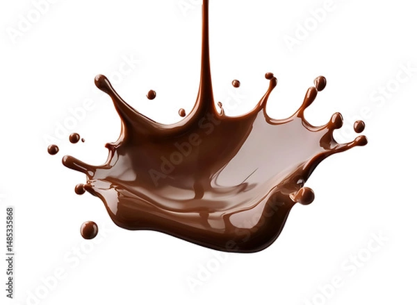 Fototapeta Chocolate dripping splashes on transparent background, image with background removed, png