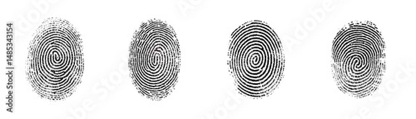 Fototapeta An eliment set of Finger Print on transparent background, red fingerprint against on white background, black Fingerprint isolated png. 