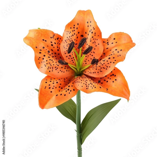 Obraz Isolated Tiger Lily with Leaves