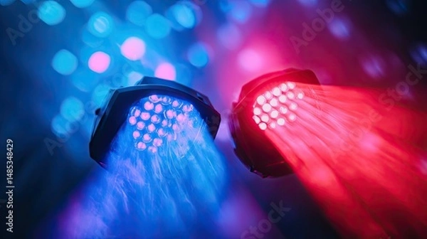 Obraz A vibrant, abstract digital artwork showcasing a split scene with electric blue on the left and fiery red on the right.