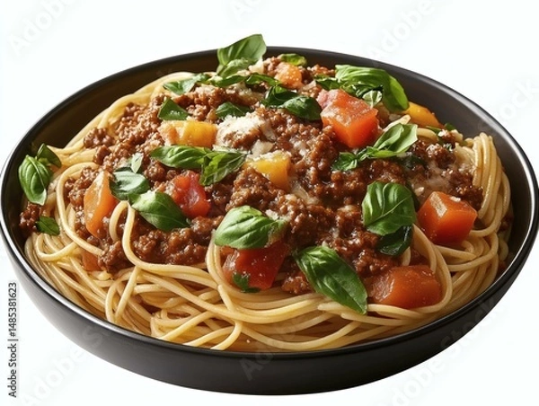 Obraz Delicious Spaghetti with Meat Sauce and Vegetables