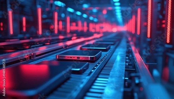 Obraz High-tech assembly line for smartphones