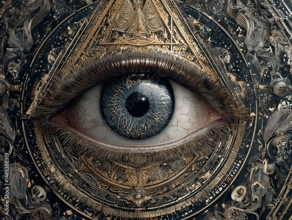 Obraz Intricate design surrounding a single, insightful eye.