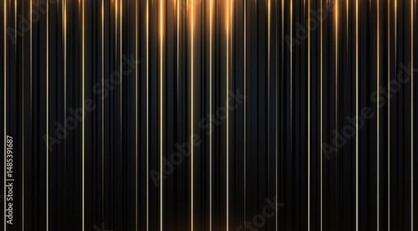 Fototapeta Golden streaks illuminate a dark, vertical backdrop