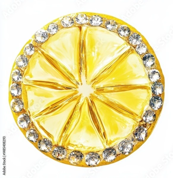Fototapeta Sparkling lemon slice design brooch