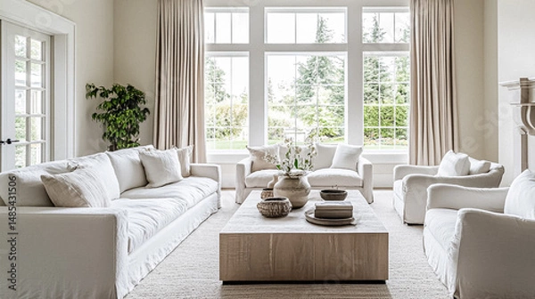 Fototapeta Interior decor that embrace classic neutral tones, delicate textures, and sophisticated styling idea