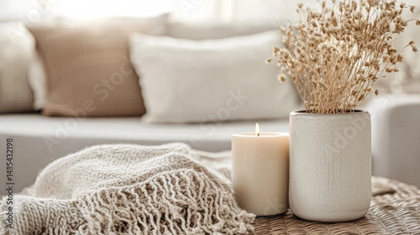 Fototapeta Interior decor that embrace classic neutral tones, delicate textures, and sophisticated styling idea