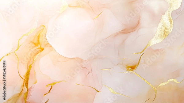 Fototapeta Abstract art featuring soft pink hues blended with golden accents for a modern and elegant design.