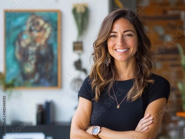 Obraz Inspirational female entrepreneur in a business office, breaking barriers and inspiring others